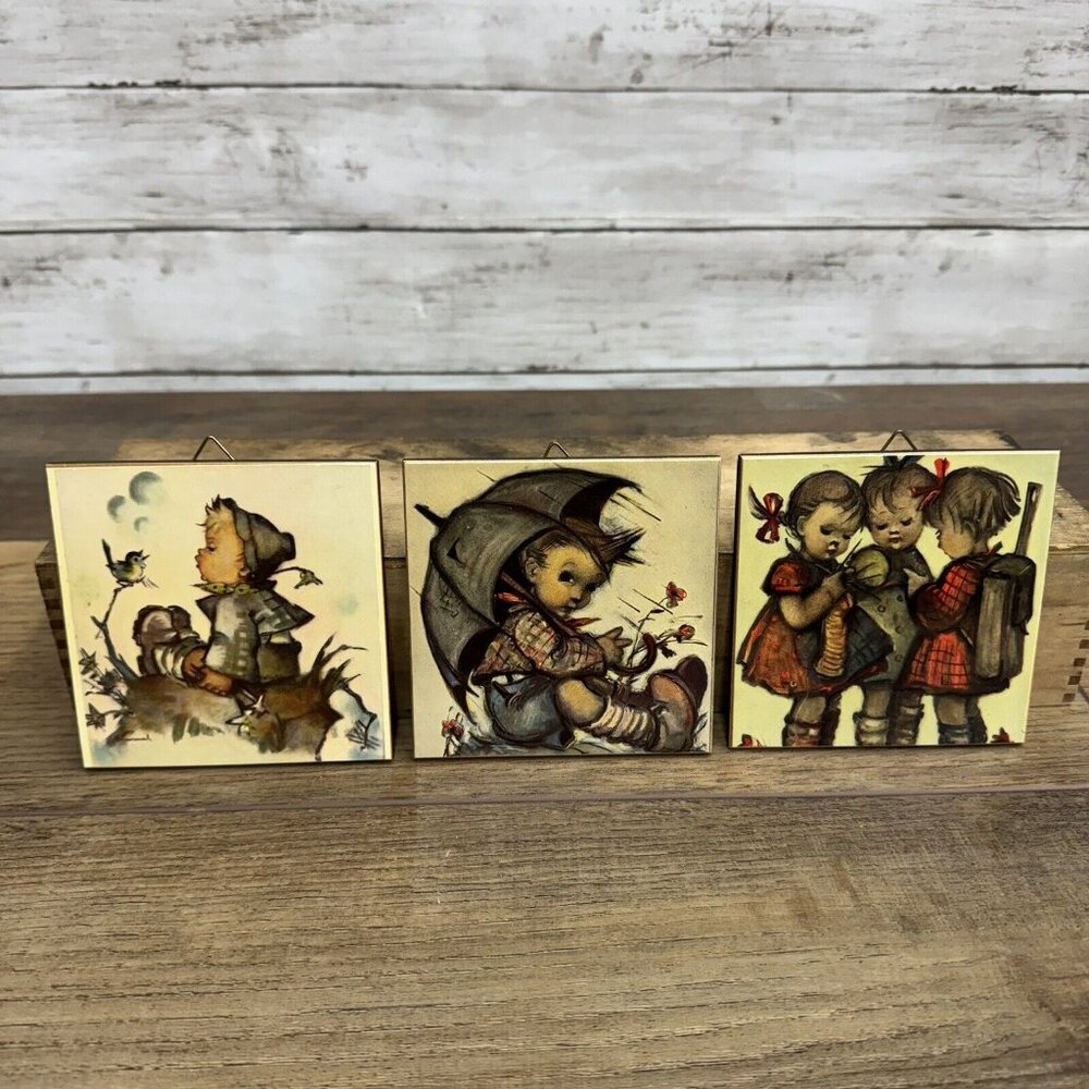 Vintage Hummel Wood 4” Wall Plaques Set of 3 Made in West Germany